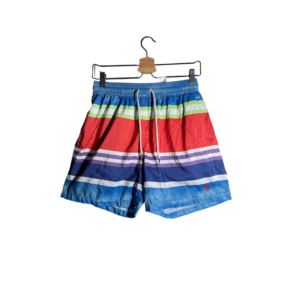 Polo Ralph Lauren Mens Multi Color Striped Swim Trunks Size M Blue Red Green